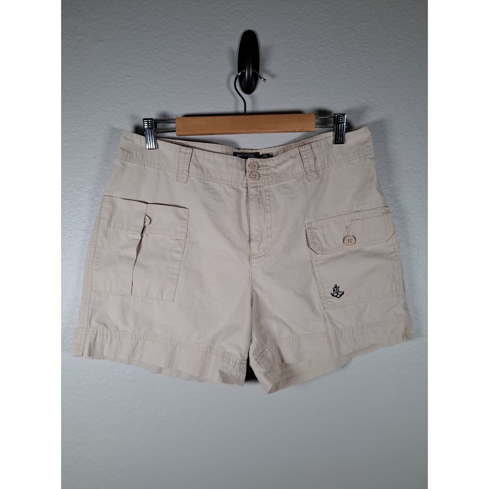 American Living Mens Khaki Cargo Shorts Tan Nautical Anchor Logo Cotton Size 10